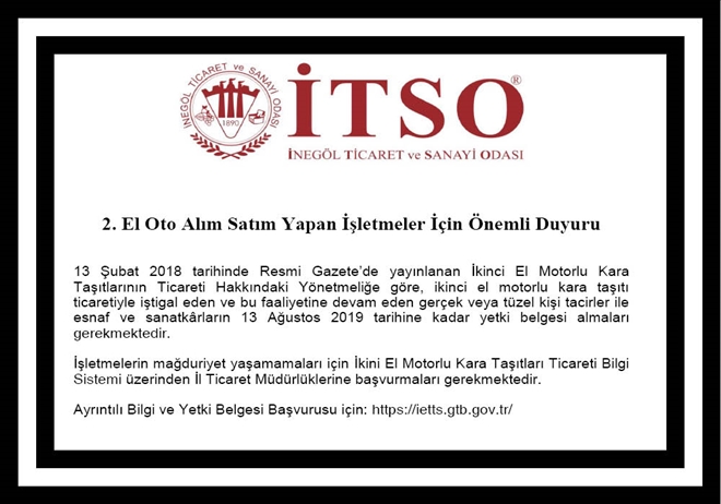 İTSO´DAN DUYURU