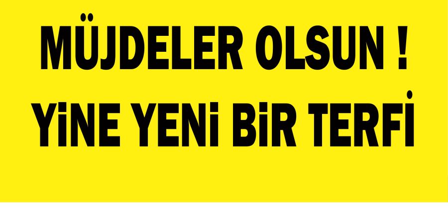 MÜJDELER OLSUN! YİNE YENİ BİR TERFİ
